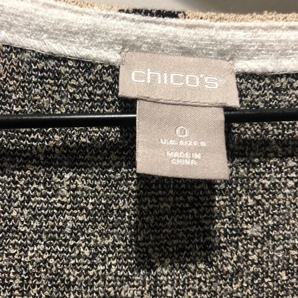 New Chico's Tiger Animal Print Face Sweater Neutral v-neck lagenlook long sleeve - Picture 8 of 12